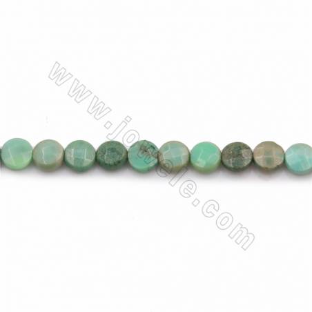 Natural Green Grass Agate Beads Strand Faceted Flat Round Diameter 6mm Hole 0.7mm Length 39-40cm/Strand