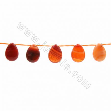 Natural Carnelian Beads Strands Flat Teardrop Size 12x16mm Hole 0.7mm 35~40 Beads/Strand