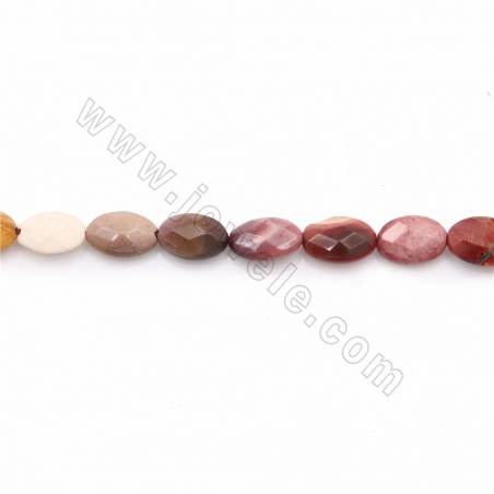 Fili di perline di mookaite naturale, ovale piatto (sfaccettato), dimensioni 8x12 mm, foro 0,7mm, lunghezza 15~16"/filare