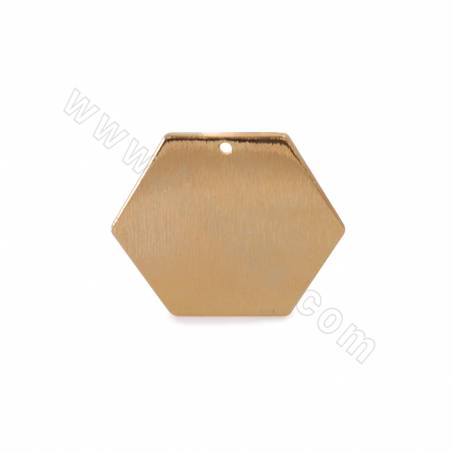 Messing Ohrring Charms mit echten（Gold Platin）plattiert, Sechseck,Größe 24x27mm Dicke 0.7mm Bohrung 1.4mm 20stück/pack