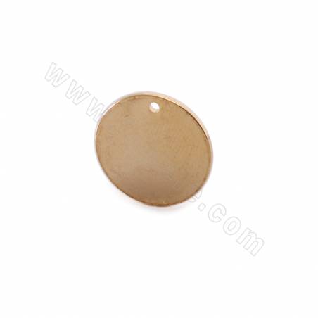 Brass Pendant Charms Coin Disc Diameter 16mm Hole 1.5mm Gold/White Gold Plated 50pcs/Pack
