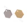 Brass Pendant Charms Hexagon Size 9x8mm Hole 1.3mm Gold/White Gold/Plated 50pcs/Pack