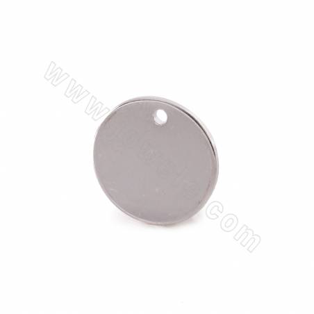 Brass Pendant  Charms Coin Disc Diameter 14mm Hole 1.5mm Gold/White Gold Plated 50pcs/Pack