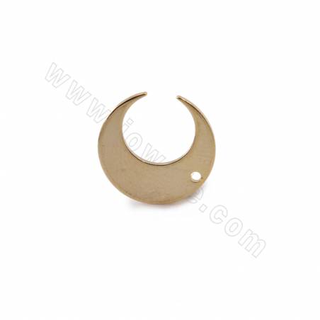 Brass Moon Pendant Charms Size 14x14mm Hole 1.3mm  Gold/White Gold Plated 50pcs/Pack