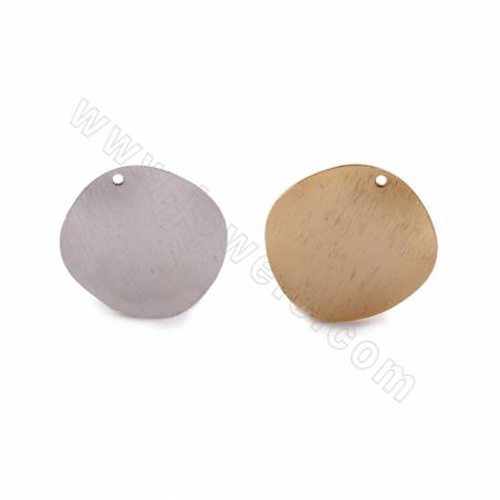 Brass Pendant Charms Twisted Coin Disc Diameter 25mm Thickness 0.5mm Hole 1.5mm Gold/White Gold Plated 20pcs/Pack