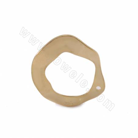 Messing Ohrring Charms mit echten（Gold Platin）plattiert, Unregelmäßig Ring, Größe 23x22mm Bohrung 1.6mm 20stück/pack