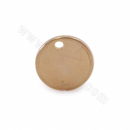 Brass Pendant Charms Coin Disc  Diameter 10mm Hole 1.5mm  Gold/White Gold Plated 100pcs/Pack