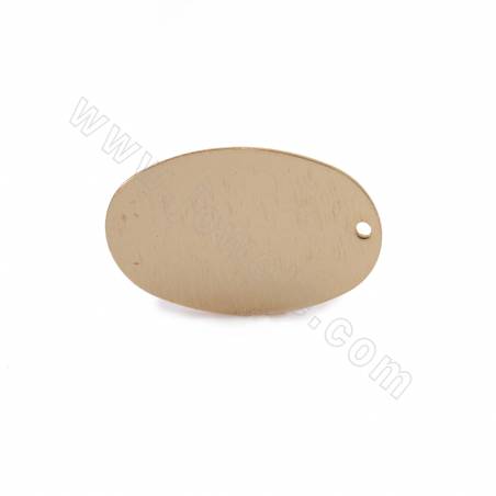 Brass Charms Pendant  Oval Real Gold Plated Size 26x16mm Thickness  0.6mm Hole 1.6mm 20pcs/Pack