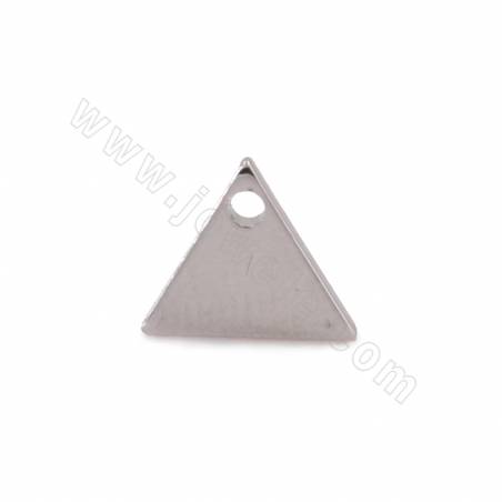 Colgante de latón (Chapado en platino) Triángulo Tamaño7x8mm Agujero1.5mm 60unidades/paquete