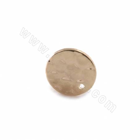 Charms per orecchini in ottone, moneta, placcati in oro vero, diametro 18 mm, foro 1,1 mm, 100 pezzi/confezione