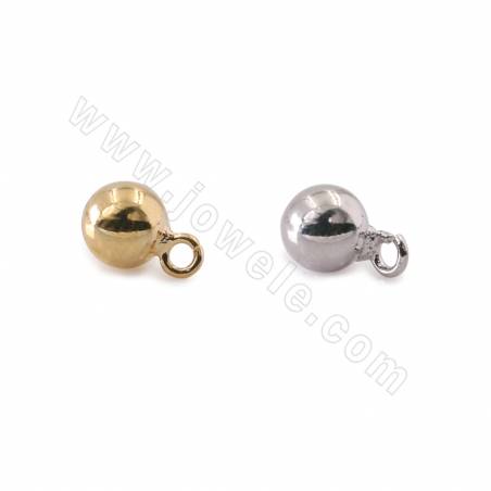 Brass Ball Pendant Charms  Size 5.8mm Hole 1.7mm Gold/White Gold Plated 50pcs/Pack