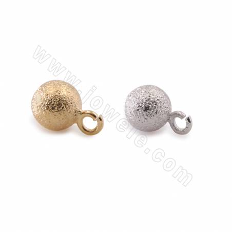 Ciondoli per orecchini in ottone, rotondi, opachi, dimensioni 5 mm, foro 1,7 mm, 50 pezzi/confezione, placcati in (oro reale, or