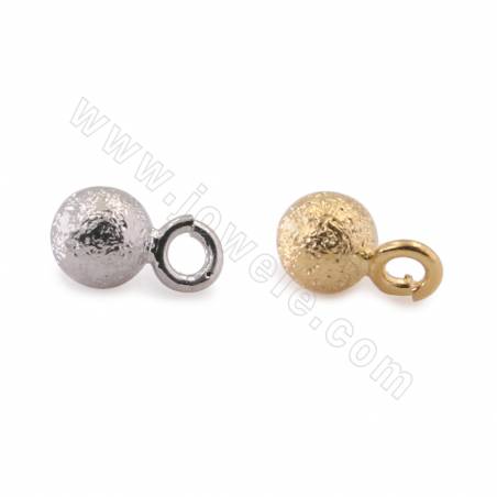 Breloques pendantes boule en laiton couleur plaqué or ou plaqué platine  Taille 4.2mm trou 1.7mm 200pcs/paquet