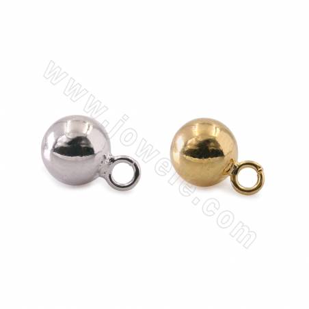 Ciondoli in ottone per orecchini, rotondi, diametro 7,5 mm, foro 2,2 mm, 50 pezzi/confezione, placcati in oro reale e oro bianco