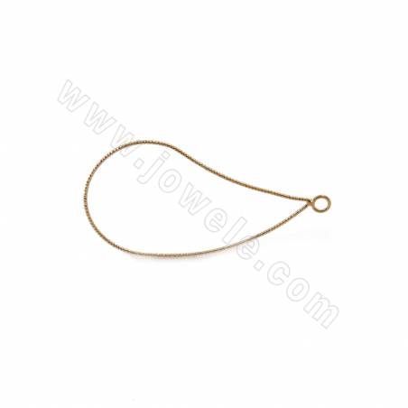 Brass Teardrop Pendants Charms Real Gold Plated Size 43x22mm Hole 2.4mm 20pcs/Pack