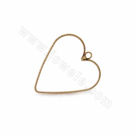 Brass Heart Shape Pendant Charms Real Gold Plated Size 30x28mm Hole 2.2mm 40pcs/Pack