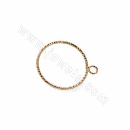 銅製品 小飾品吊墜 圓形框 銅鍍真金 尺寸19毫米孔徑2.3毫米 50個/包