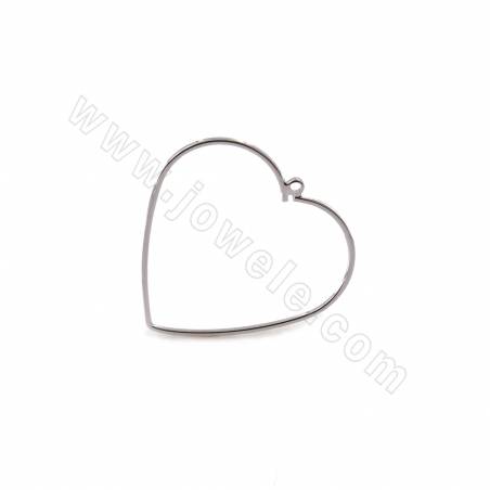 Brass Heart Shape Pendant Charms Size 26x25mm Hole 1.2mm Real Gold/White Gold Plated 30pcs/Pack