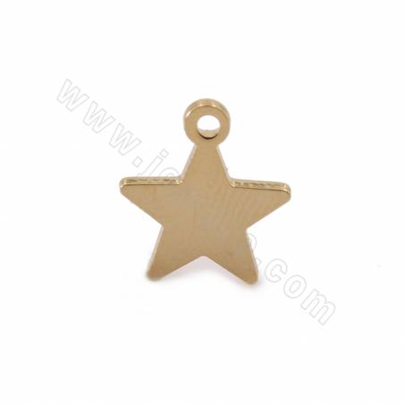 Латунные подвески, звезда, настоящее золото, размер 11x9 мм, отверстие 1,4 мм, 100 шт/упак