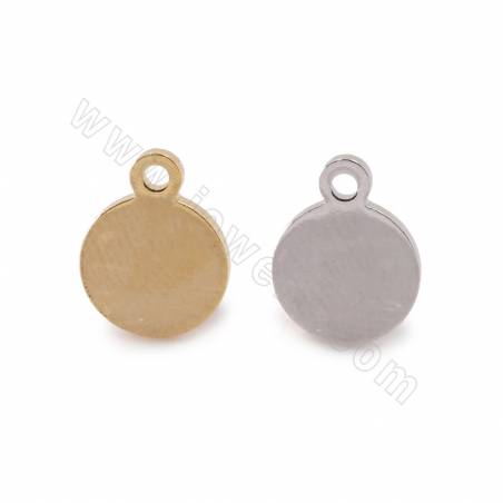 銅製品 小飾品吊墜 圓片 銅鍍真金 真白金 尺寸8毫米孔徑1.5毫米 100個/包
