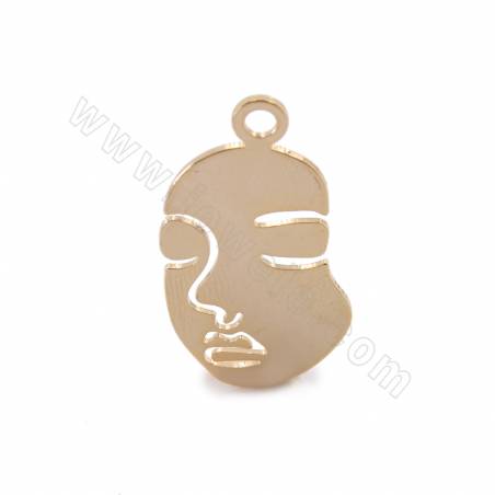 Brass Pendant Charms The Face of Lady Real Gold Plated Size 34x17mm Hole 2.8mm 30pcs/Pack
