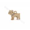 Brass Micro Pave Cubic Zirconia Pendants, Doggy, Real Gold Plated, Size 8x7mm, Hole 1mm, 20pcs/pack