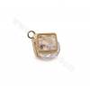 Brass CZ  Rhombus Pendant Charms Real Gold Plated Size 7x6mm Hole 1.4mm 20pcs/Pack