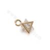 Brass CZ Triangle Pendant Charms Real Gold Plated Size 8x5mm Hole 1.4mm 20pcs/Pack