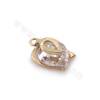 Brass CZ  Rose Charms Pendant Real Gold Plated Size 12x8mm Hole 1.4mm 10pcs/Pack