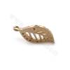 Brass Leaf Pendant Charms Micro Pave CZ Real Gold Plated Size 11x6mm Hole 1.2mm 8pcs/Pack