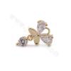 Brass Cubic Zirconia Butterfly Pendant Charms Real Gold Plated Size 14x10mm Hole 2.3x2mm 10pcs/Pack
