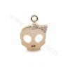 Brass Micro Pave CZ Skull Pendant Charms Real Gold Plated Size 10x8mm Hole 1mm 10pcs/Pack