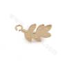 Brass Cubic Zirconia Leaf Pendant Charms Real Gold Plated Size 10x6mm Hole 1.4mm 10pcs/Pack