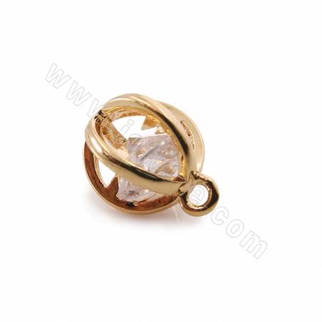 Brass Cubic Zirconia Lantern Pendant Charms Real Gold Plated Size 12x9.5mm Hole 1.6mm 10pcs/Pack
