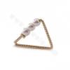 Anelli di collegamento in ottone, charms per orecchini, con perline di plastica, placcati in oro vero, triangolo, dimensioni 16x