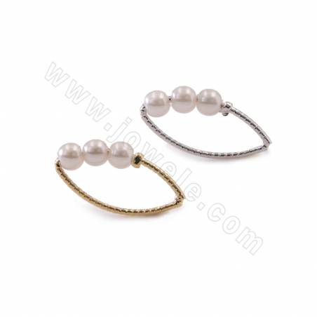 Brass Earring Charms Linking Ring With Plastic Beads Size 20x10mm Gold/White Gold Plated 20pcs/Pack