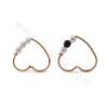 Brass Heart Shape Earring Charms With Plastic Beads Real Gold Plated Size 15x16.5mm 20pcs/Pack