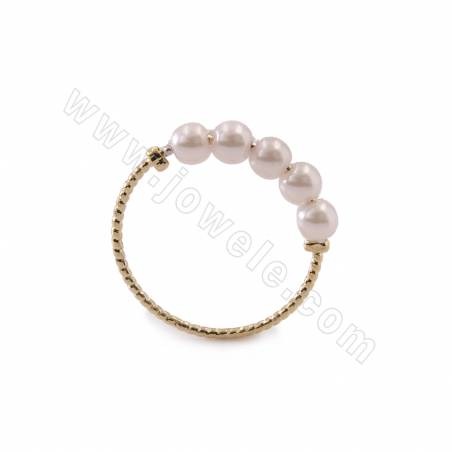 Brass Earring Charms Circle Linking Ring With Plastic Beads Real Gold Plated Size 21x20x4mm 20pcs/Pack