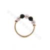 Brass Earring Charms Circle Linking Ring  With Plastic Beads Size 15x16x3mm Gold/White Gold Plated 20pcs/Pack
