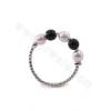 Boucles d'oreilles en laiton, avec perles en plastique, cercle, taille 15x16x3mm, 20pcs/pack, (or véritable, or blanc) plaqué