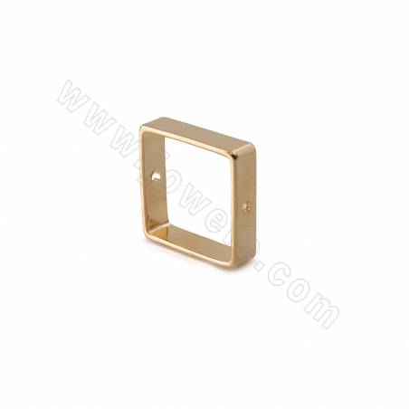 Messing Ohrring Charms  Quadrat Echter Gold plattiert Größe15x15mm Dick 4mm Bohrung 1.5mm 30stück/pack