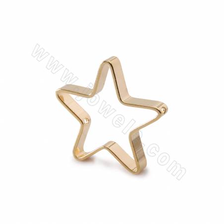Messing Ohrring Charms Pentagramm Echter Gold plattiert Größe 27mm Dick 4mm Bohrung1.2mm 10stück/pack