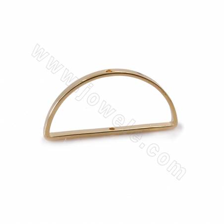 Anelli di collegamento in ottone, anelli per orecchini, placcati in oro reale, a semicerchio, dimensioni 30x15 mm, spessore 2 mm