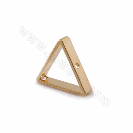 Латунные кольца, покрытые настоящим золотом, треугольник, размер 13x15 мм, толщина 3 мм, отверстие 1,3 мм, 50 шт/упак