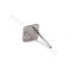Brass Stud Earring Findings Rhombus White Gold Plated Size 8mm Pin 0.8mm Hole 1.5mm 20pcs/Pack