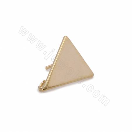 Brass Triangle Stud Earring Findings Real Gold Plated Size 15x12mm Pin 0.8mm Hole 2mm 20pcs/Pack