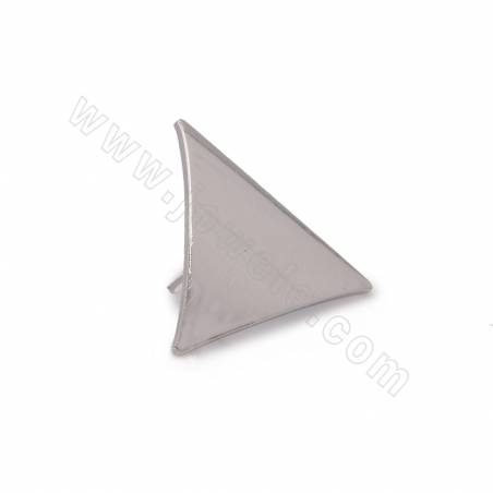 Brass Triangle Stud Earring Findings White Gold Plated Size 19x22mm Pin 0.8mm Hole 2.4mm 20pcs/Pack