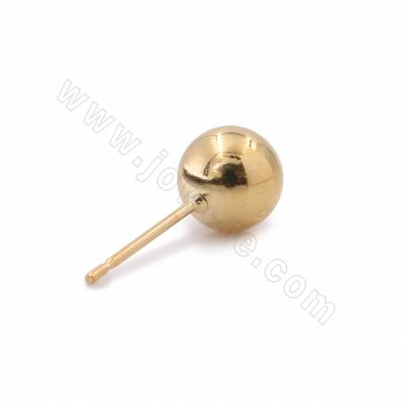 Brass Ball Stud Earrings Round Diameter 7.5mm Pin 0.8mm Gold/White Gold Plated 50pcs/Pack