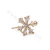 Brass Micro Pave CZ Snowflake Stud Earring Findings Real Gold Plated Size 9.5x12.5mm Pin 0.7mm Hole 1.2mm 10pcs/Pack