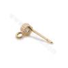 Brass Micro Pave CZ Stud Earring Findings Real Gold Plated Size 4x7mm Pin 0.7mm Hole 1.5mm 20pcs/Pack